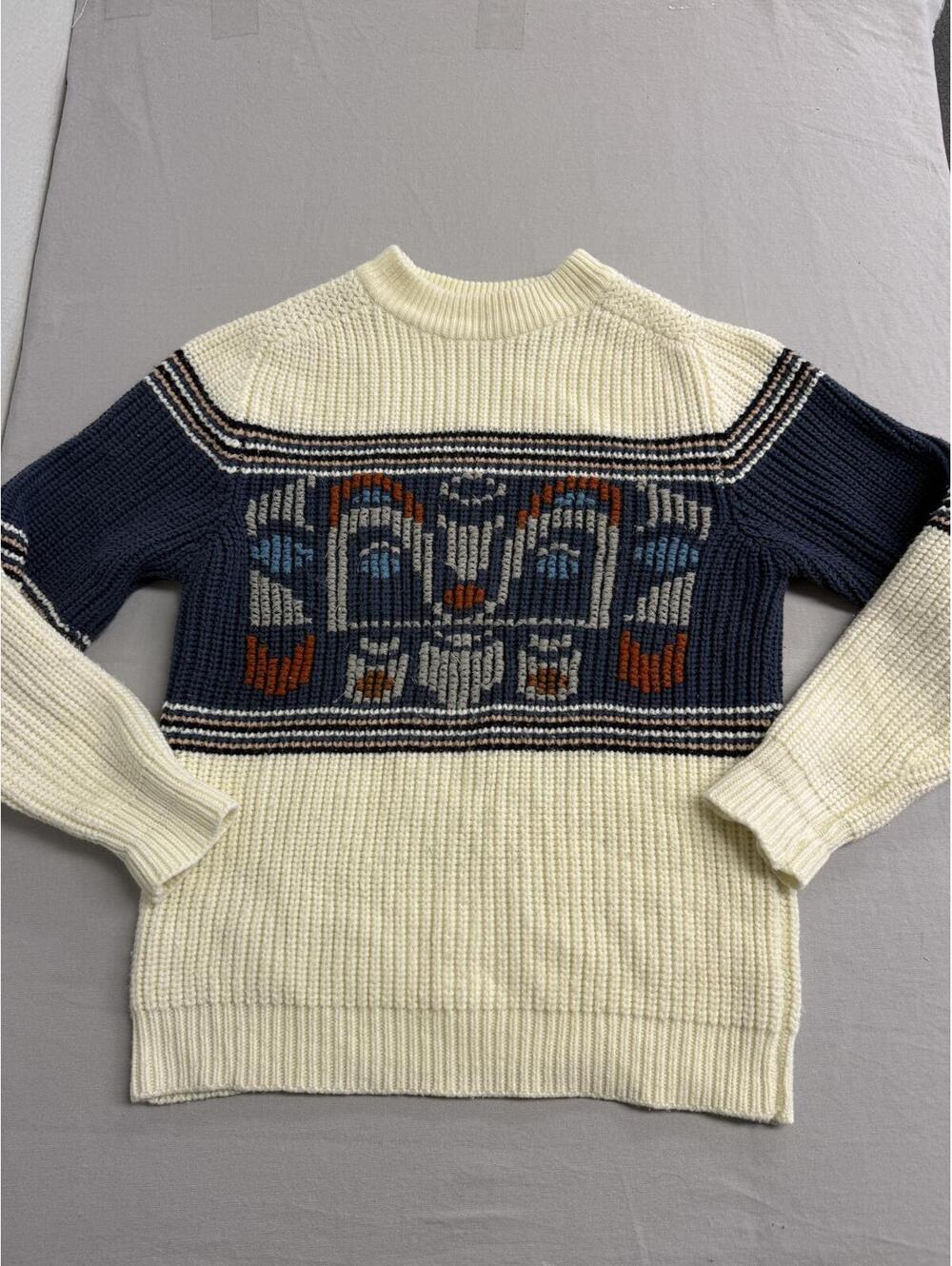 Vintage 70s Mens Cream Sweater PNW Native American Silton -M